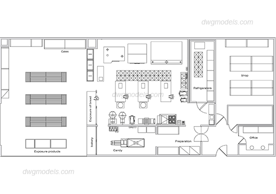 Bakery 1 DWG, free CAD Blocks download