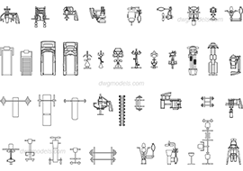 Gym equipment 3 - DWG, CAD Block, drawing