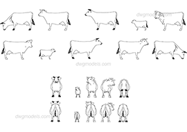 Cows - DWG, CAD Block, drawing