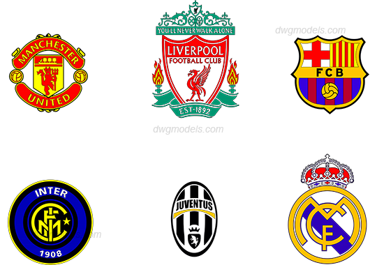 Football club logos DWG, free CAD Blocks download