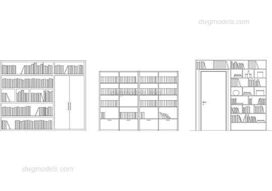 Bookcases Dwg Free Cad Blocks Download