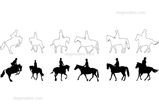 Horse and Rider dwg, CAD Blocks, free download.