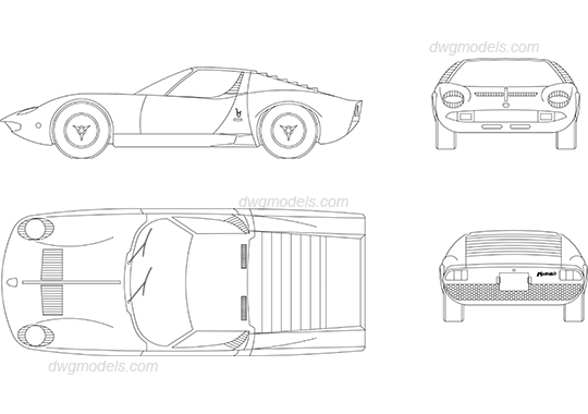 Lamborghini Miura dwg, CAD Blocks, free download.