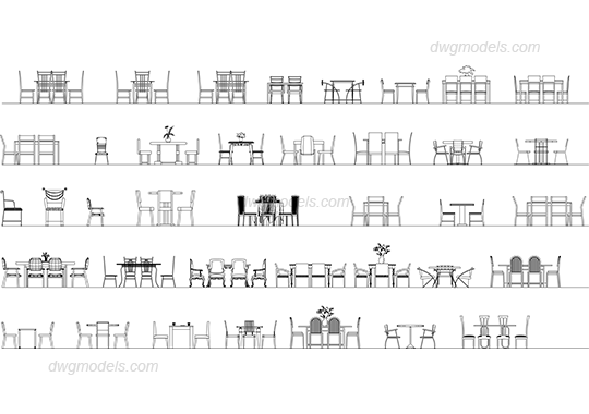 Tables And Chairs Elevation DWG Free CAD Blocks Download   1470074901 Tables And Chairs Elevation 