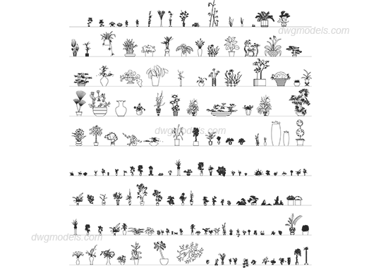 potted plants cad blocks
