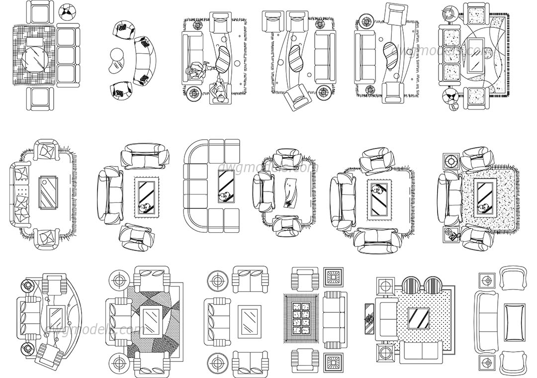  Living  room  sets DWG free CAD  Blocks download