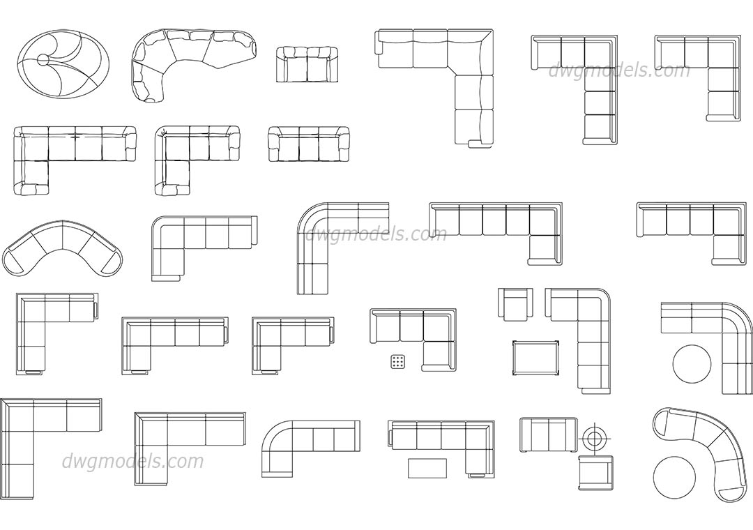 Round Shape Sofa Cad Block - Bios Pics