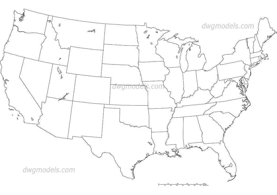 America United States map DWG, free CAD Blocks download