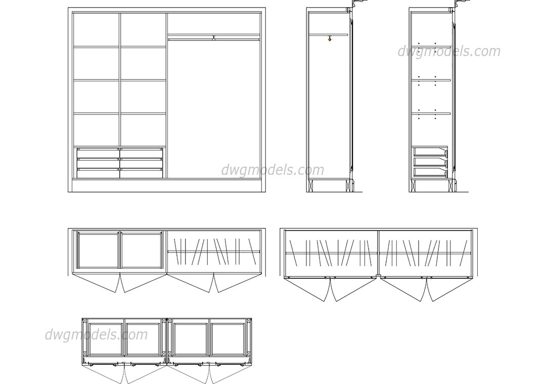 Wardrobe details DWG, free CAD Blocks download