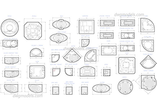 Jacuzzi set dwg, cad file download free