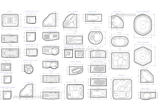 Jacuzzi set 2 - DWG, CAD Block, drawing