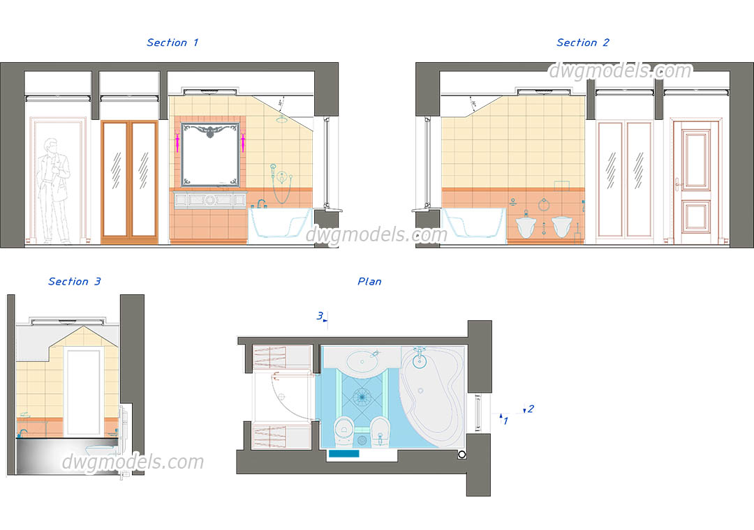 Bathroom Elevation Dwg Free Cad Blocks Download