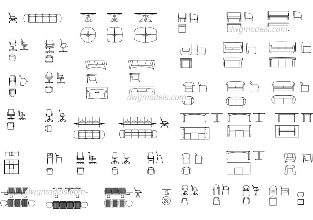 Sofa Side View Cad Block / Different types of living room furniture