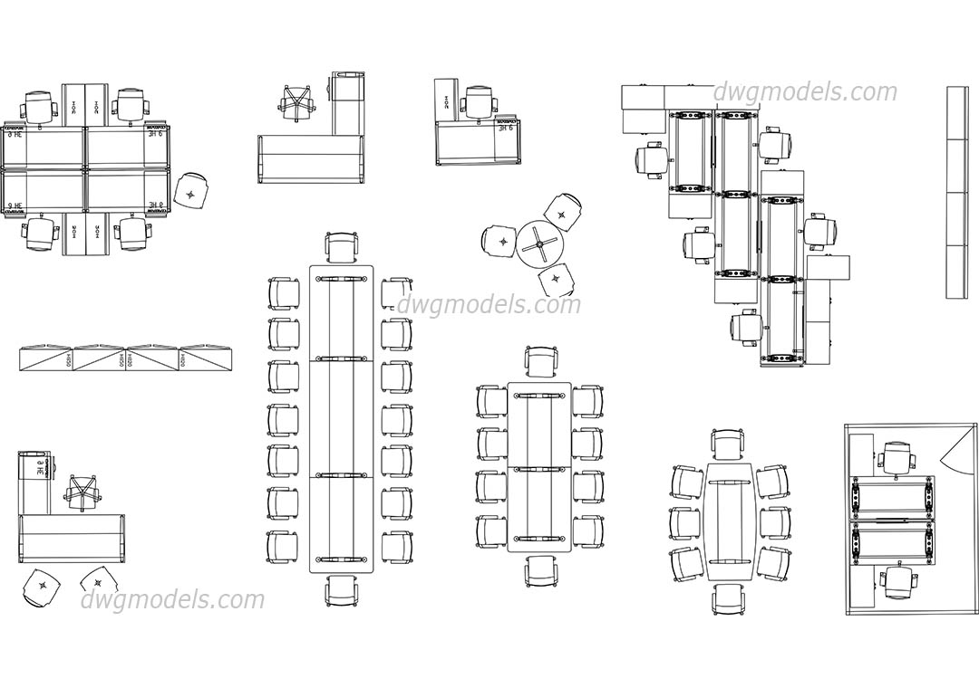 Furniture Knoll for offices dwg, CAD Blocks, free download.