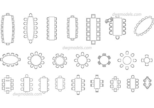 Tables plan - DWG, CAD Block, drawing