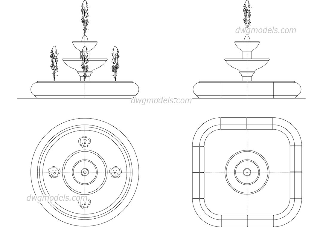 Fountain DWG, free CAD Blocks download