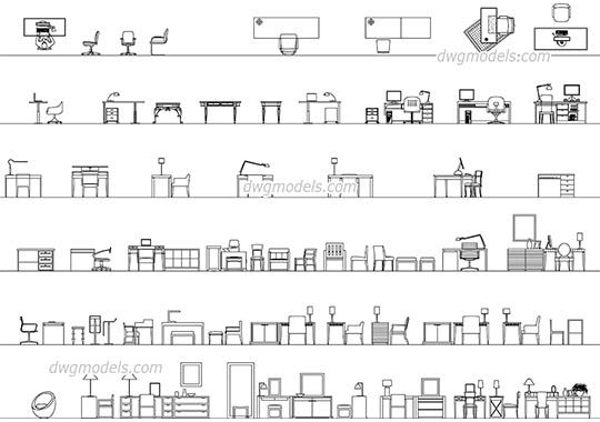 Working place - DWG, CAD Block, drawing