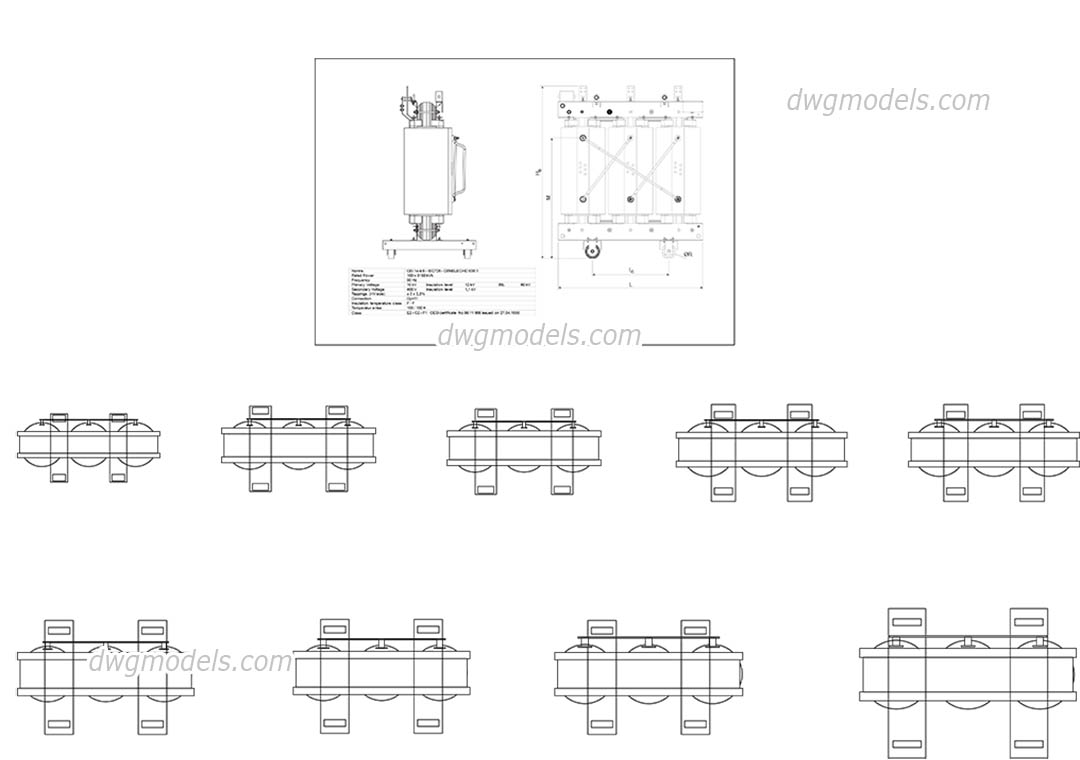 Transformer Legrand-Zucchinii dwg, CAD Blocks, free download.