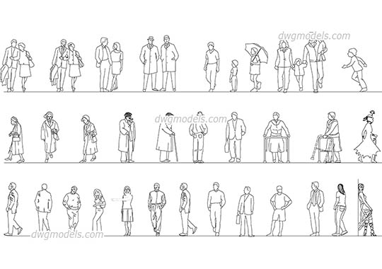 People of different ages free dwg model