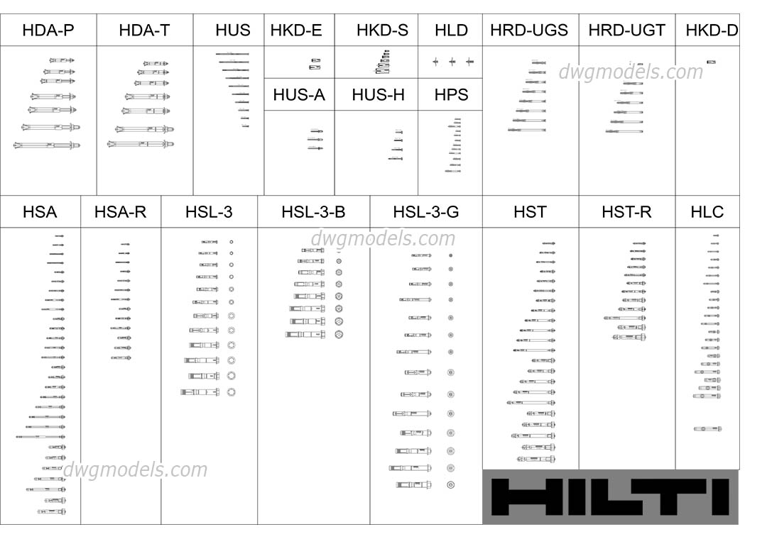 dynamic block in cad free CAD Blocks DWG, HILTI Anchors download