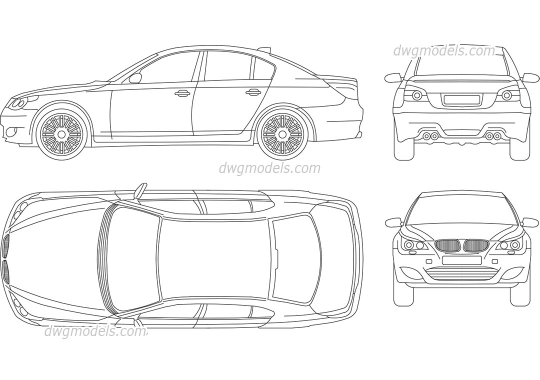 BMW M5 dwg, CAD Blocks, free download.
