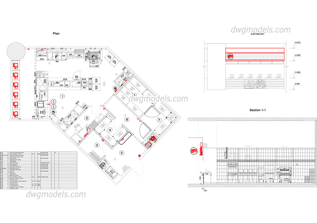 Blocos CAD/Dwg Bar Restaurante Comercio para AutoCAD - Download