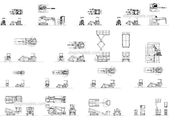 Japanese construction machinery - DWG, CAD Block, drawing