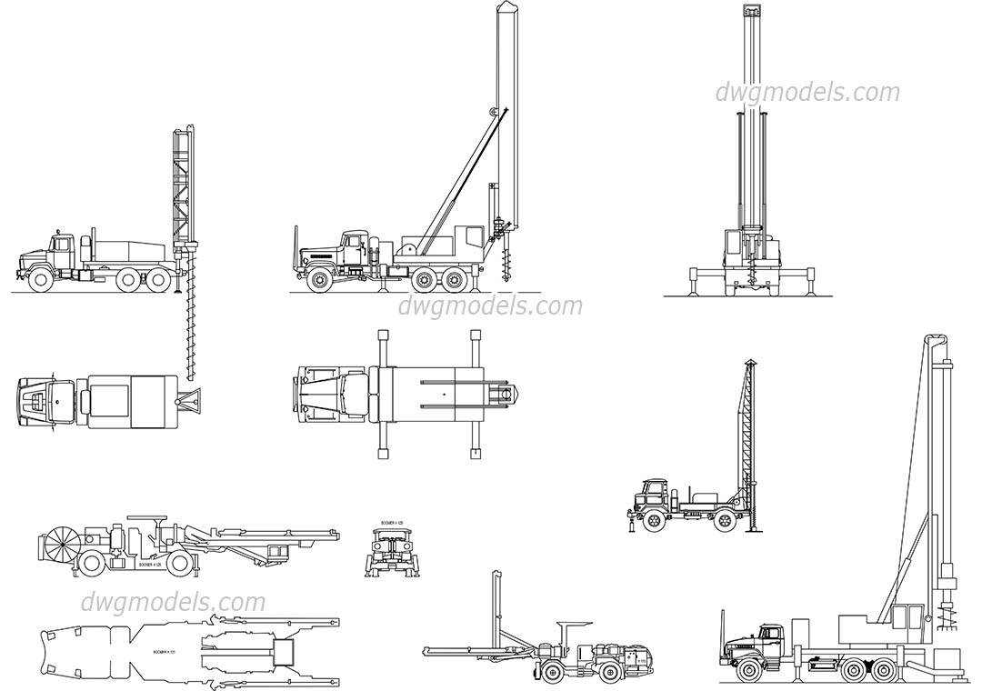 Truck Mounted Well Drilling DWG  free CAD Blocks download 