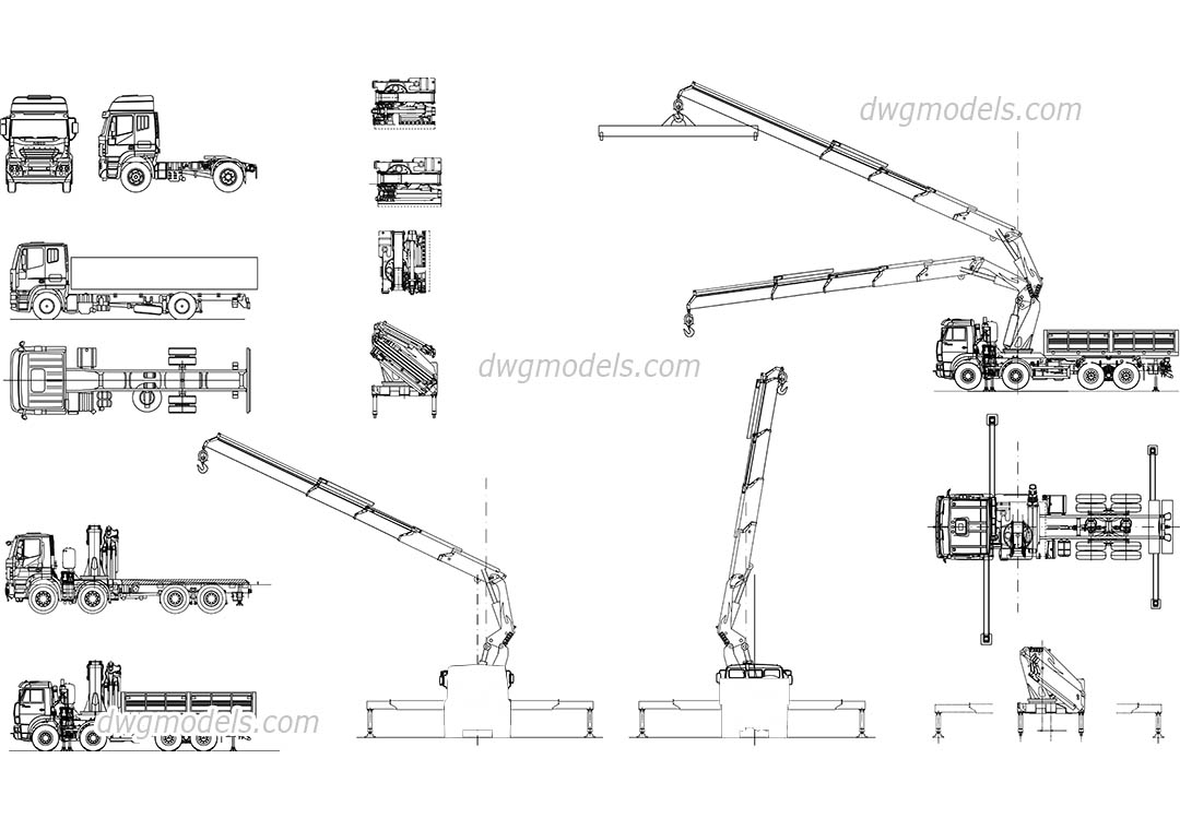Truck crane manipulator dwg, CAD Blocks, free download.