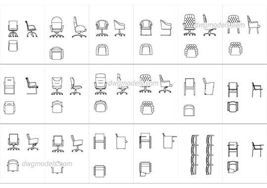 Chairs and armchairs for beauty salons DWG, free CAD Blocks download