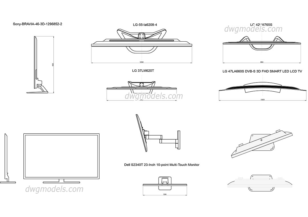 Multiple Led Tv Elevation Blocks Cad Drawing Details Dwg File Cadbull   1485027994 Led And Lcd Tv 