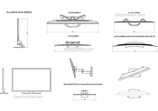 LED and LCD TV dwg, cad file download free