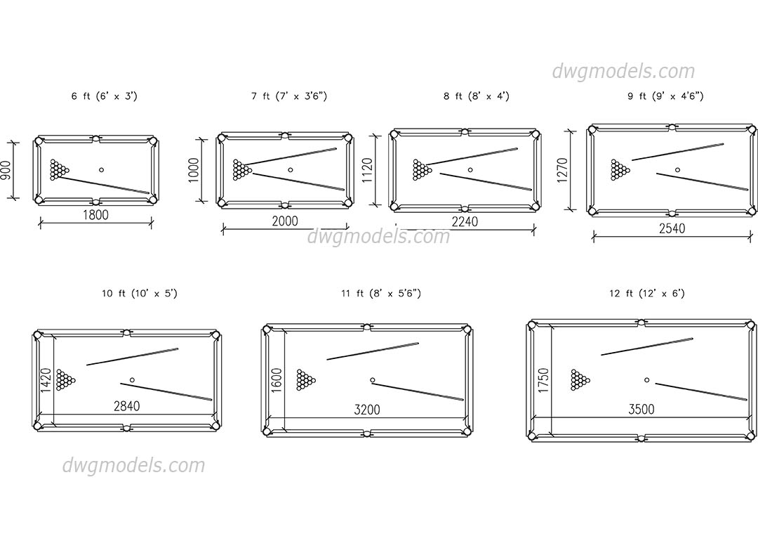 pool table dimensions