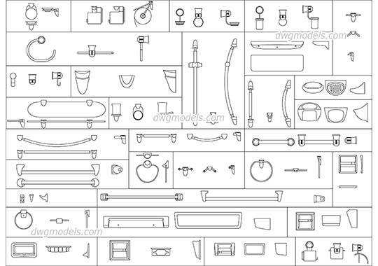 Bathroom accessories - DWG, CAD Block, drawing