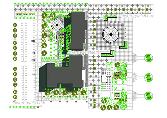 Urban landscaping free dwg model