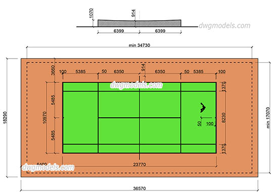 Tennis court dwg, cad file download free