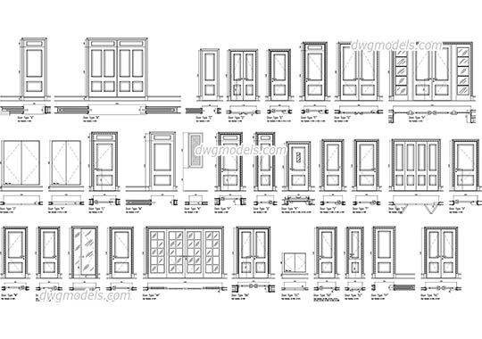 Doors set - DWG, CAD Block, drawing