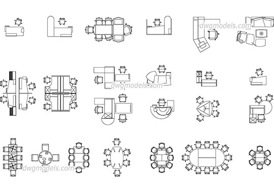 Office furniture dwg, cad file download free