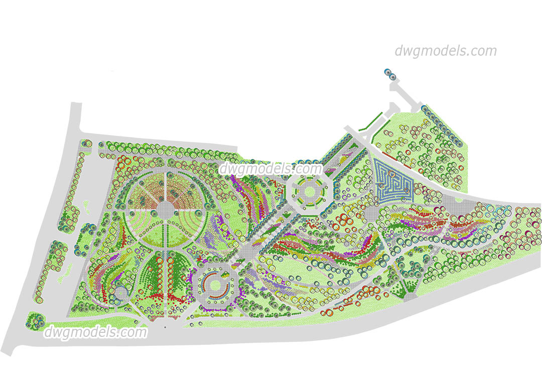 Landscaping of the Park dwg, CAD Blocks, free download.
