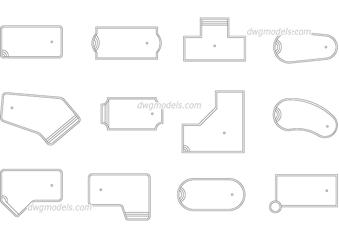 Small Pools DWG, free CAD Blocks download