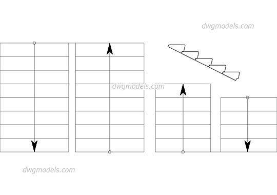 Stairs dynamic blocks - DWG, CAD Block, drawing