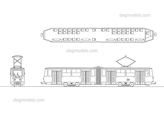 Tram 1 free dwg model
