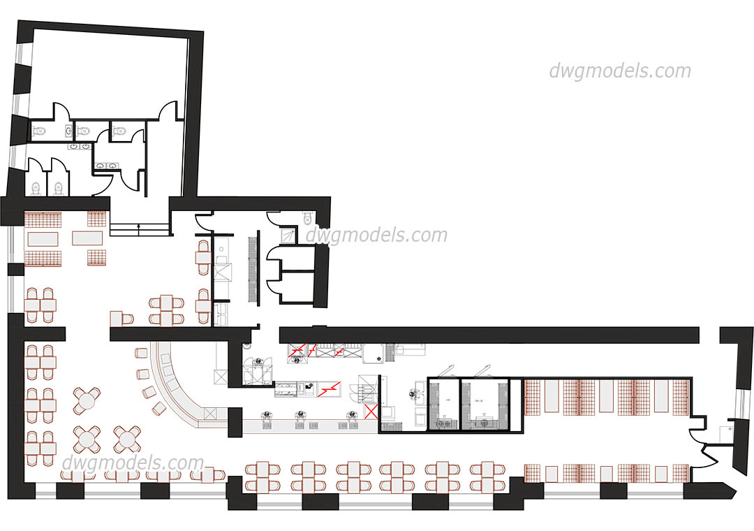 Kitchen Of The Restaurant Dwg Free Cad Blocks Download