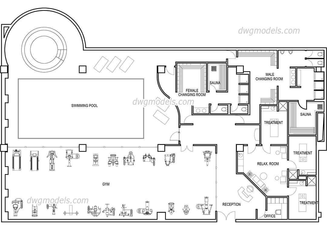 Gym scheme 1 DWG, free CAD Blocks download