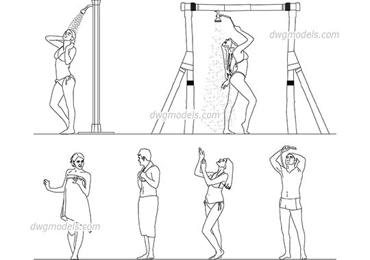 People take a shower dwg, cad file download free