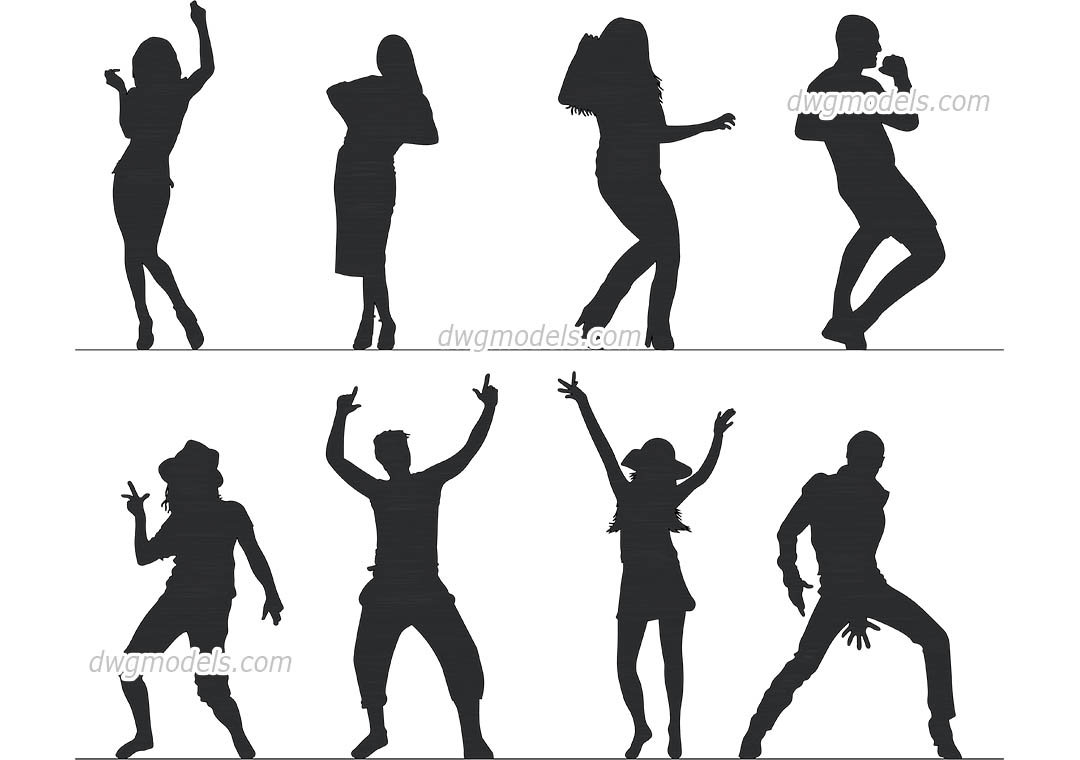 People Dancing dwg, CAD Blocks, free download.
