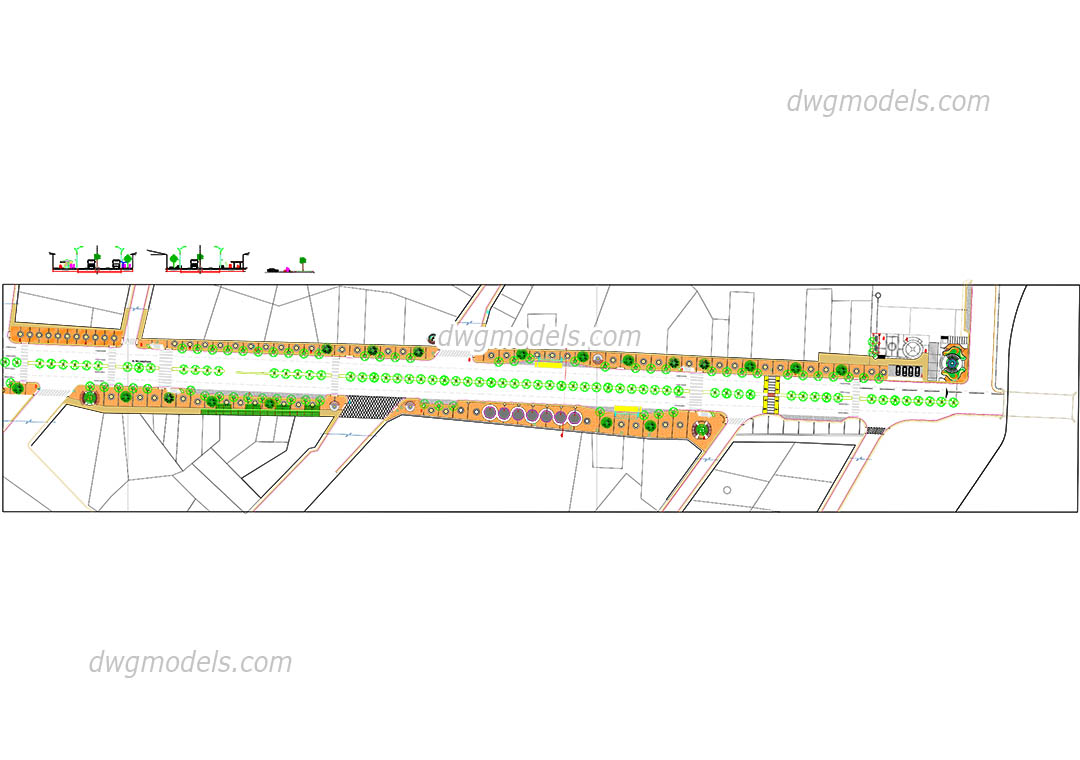 Section of the street 3 dwg, CAD Blocks, free download.
