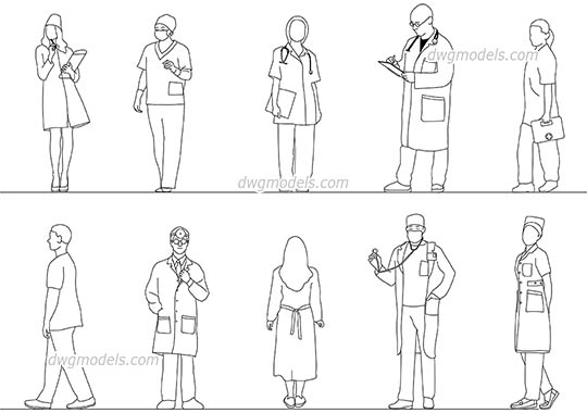 Doctors & Medical Workers dwg, cad file download free