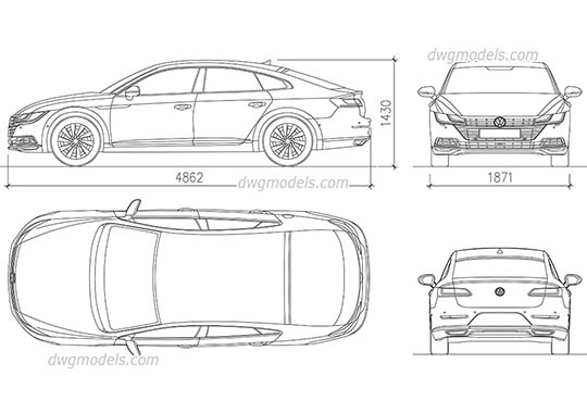 Volkswagen Arteon (2017) - DWG, CAD Block, drawing