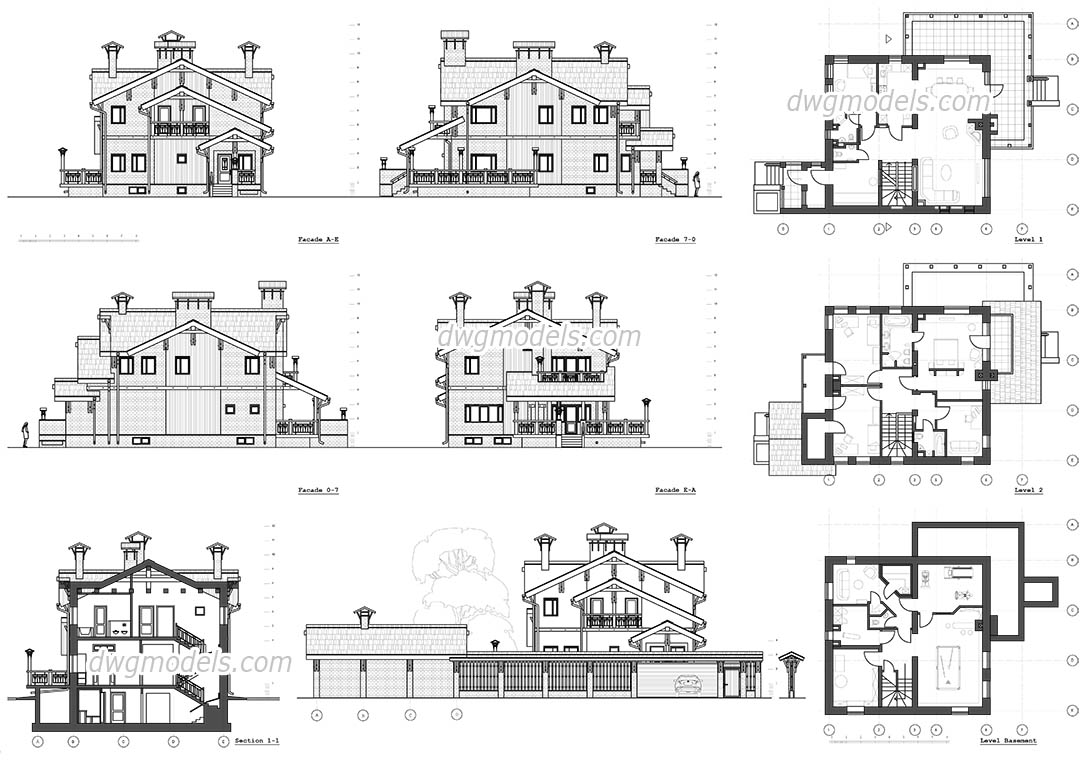 Family Housing With Rural Half -Close DWG Section for AutoCAD • Designs CAD